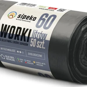 SIPEKO - Elastyczne worki na śmieci - 60L - 50szt. - Czarne